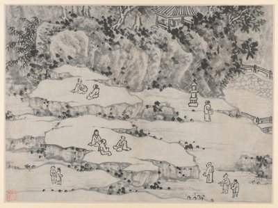 Tolv utsikt over Tiger Hill, Suzhou: The Nodding Stone Terrace, Tiger Hill..., etter 1490. av Shen Zhou