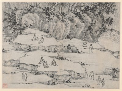 Tolv utsikt over Tiger Hill, Suzhou: The Nodding Stone Terrace, Tiger Hill og Thousand-Man Seat av Shen Zhou