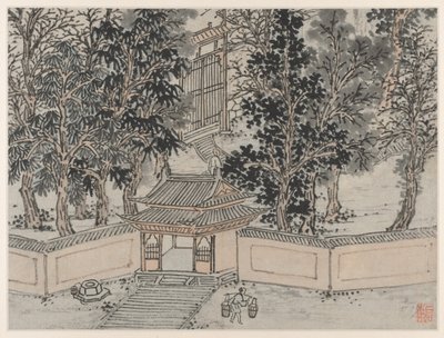 Tolv utsikt over Tiger Hill, Suzhou: Tiger-Flight Spring ved bakporten, etter 1490. av Shen Zhou