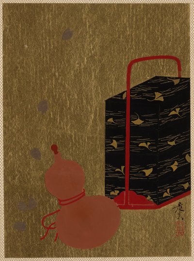 Lakkboks og kalebass. av Shibata Zeshin