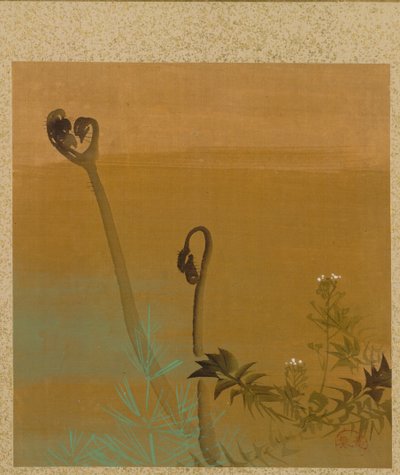 Blad fra Album of Seasonal Themes: Birds in Snow, 1847. av Shibata Zeshin