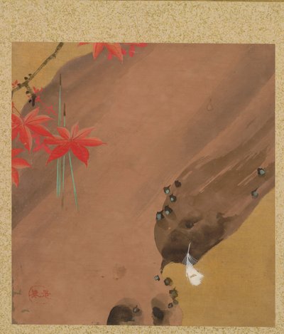 Maple Leaves and Feather fra Album of Paintings av den ærverdige Zeshin av Shibata Zeshin