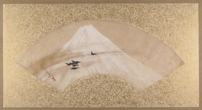 Fjell med fugler, slutten av 1800-tallet. av Shibata Zeshin