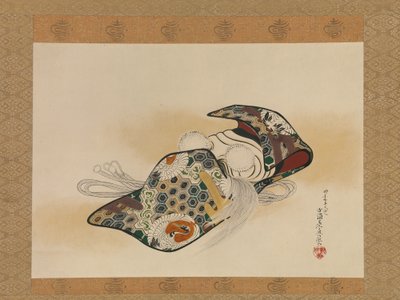 Noh Mask: Okina, datert 1879. av Shibata Zeshin