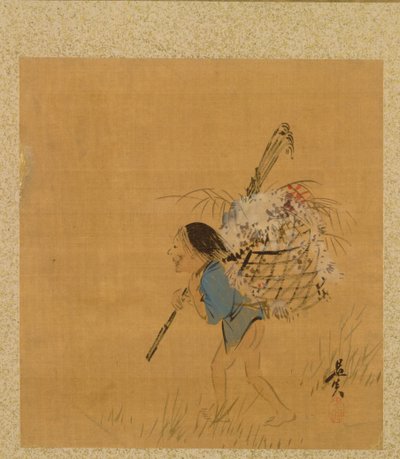 Bonde med kurv fra Album of Paintings av den ærverdige Zeshin av Shibata Zeshin