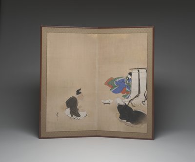 Tale of the Bamboo Cutter (blekk, farge og gull på papir) av Shibata Zeshin
