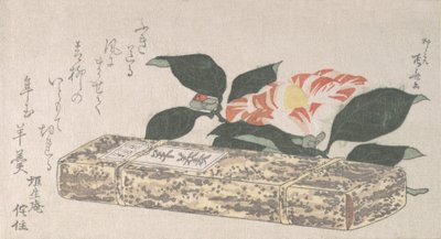Camellia Flower og Yokan en slags bønnegelé pakket inn i bambusskinn, 1811., 1811. av Shinsai