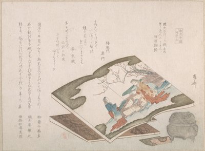 Illustrerte bøker og en røkelsesbrenner, 1800-tallet., 1800-tallet. av Shinsai