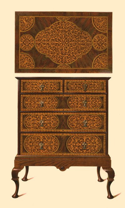 Kommode innlagt med intarsia, 1905 av Shirley Charles Llewellyn Slocombe