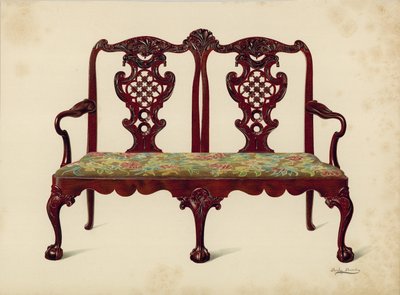 Sofa, eiendom til Miss Mills (chromolitho) av Shirley Charles Llewellyn Slocombe