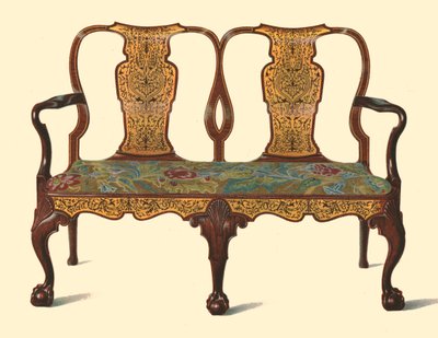 Valnøttsofa innlagt med intarsia, 1905 av Shirley Charles Llewellyn Slocombe