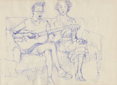 Par med gitar, c1950. av Shirley Markham