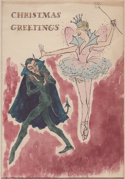 Djevel og fe, julekort, 1952. av Shirley Markham