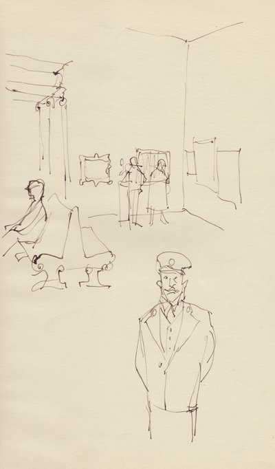 Vakt i et kunstgalleri, c1950. av Shirley Markham