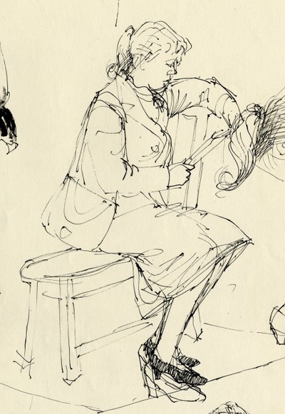 Sittende kvinne leser, 1953. av Shirley Markham