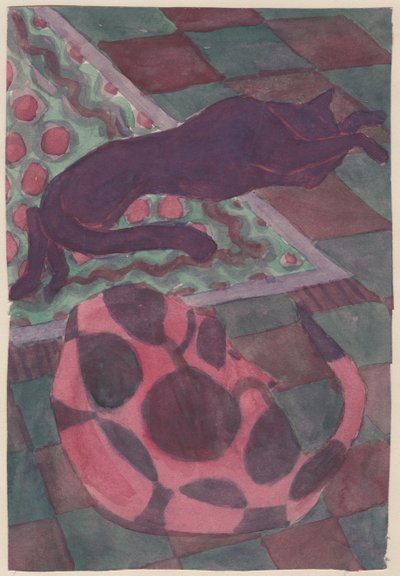 Sovende hund og katt, c1951. av Shirley Markham