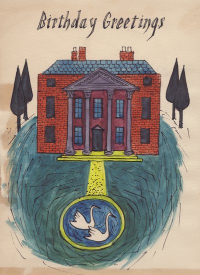 Herskapelig hjem, bursdagskort, 1952. av Shirley Markham