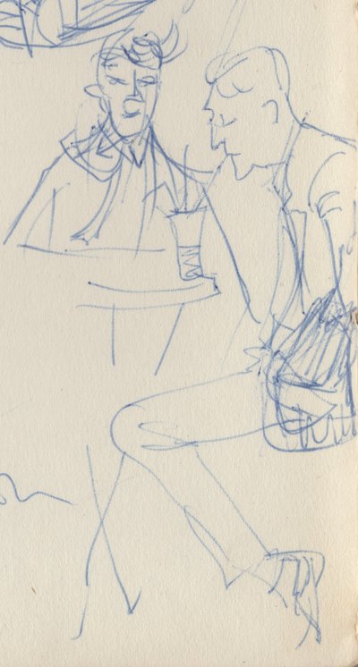 To menn ved et kafébord, ca 1950. av Shirley Markham