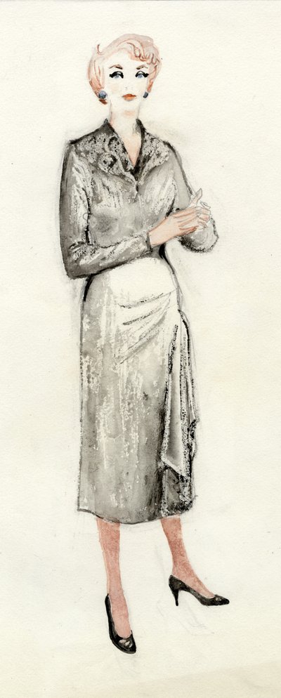 Kvinne i svart kjole, c1950. av Shirley Markham