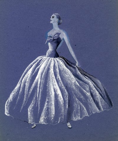 Kvinne i stroppeløs ballkjole, c1952. av Shirley Markham