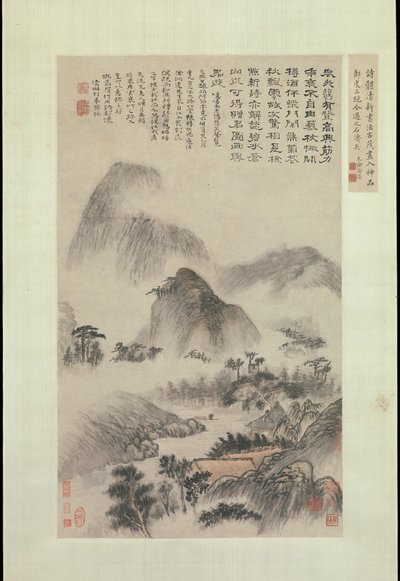 Landskap malt på Double Ninth Festival, datert 1705. av Shitao