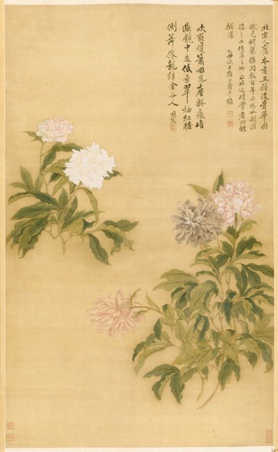 Peoner, hengende rulle av Shouping Yun