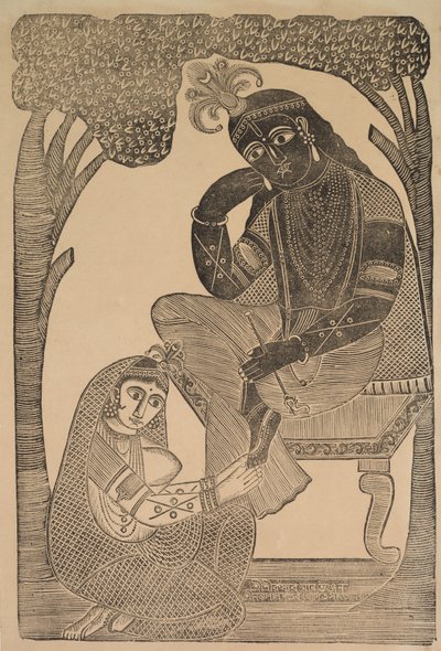 Radha stryker Krishnas føtter av Shri Gobinda Chandra Roy