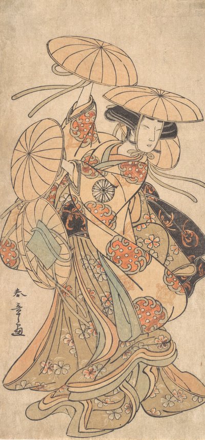 Kabuki-skuespiller Nakamura Tomijuro I i en kvinnelig danserolle, ca. 1777. av Shunsho