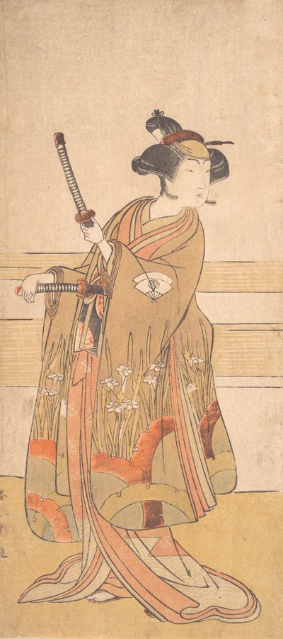 Onoe Tamizo som en samuraikvinne, ca. 1775 eller av Shunsho