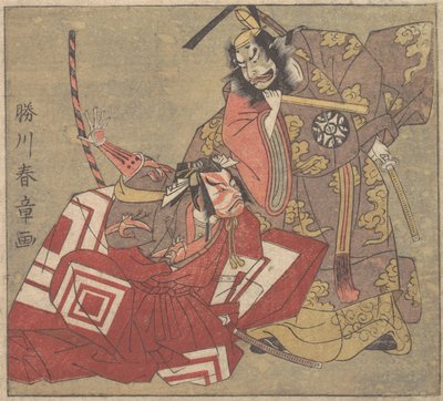 Scene fra et drama, 1700-tallet. av Shunsho