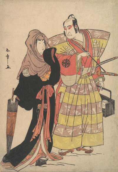Scene fra et drama, ca. 1778. av Shunsho