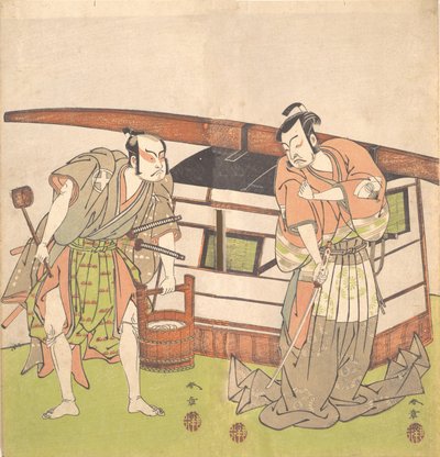Skuespilleren Otani Hiroji III og skuespilleren Onoe Kikugoro I, ca. 1778. av Shunsho