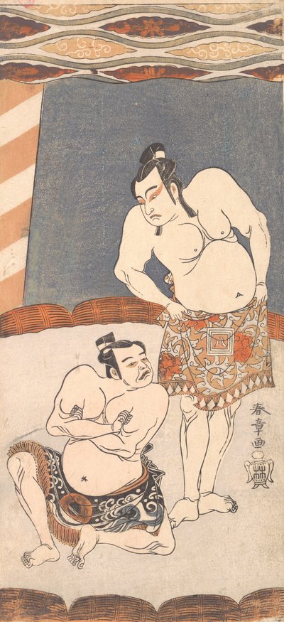 Den andre Ichikawa Yaozo som bryter som står i en arena, 1770. av Shunsho