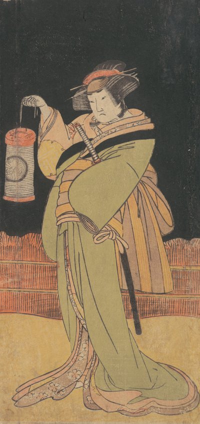 Den andre Yamashita Kinsaku som en kvinne som står om natten, ca. 1779. av Shunsho