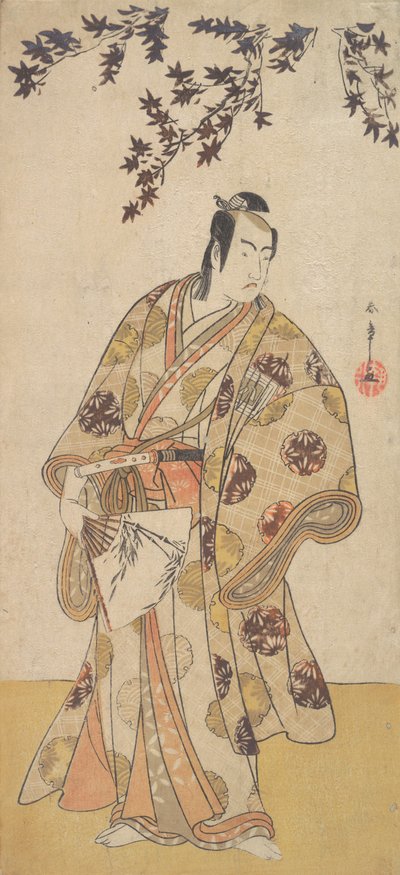 Den tredje Ichikawa Yaozo som en Daimyo som står under et lønnetre, ca. 1783. av Shunsho