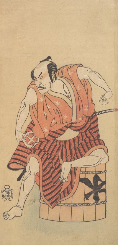 Den tredje Otani Hiroemon som en Otokodate sittende på et omvendt badekar, 1768 eller 1769. av Shunsho