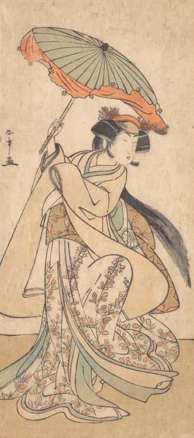 Den tredje Segawa Kikunojo as a Woman Dancing in a Shosa Act, ca. 1785 av Shunsho