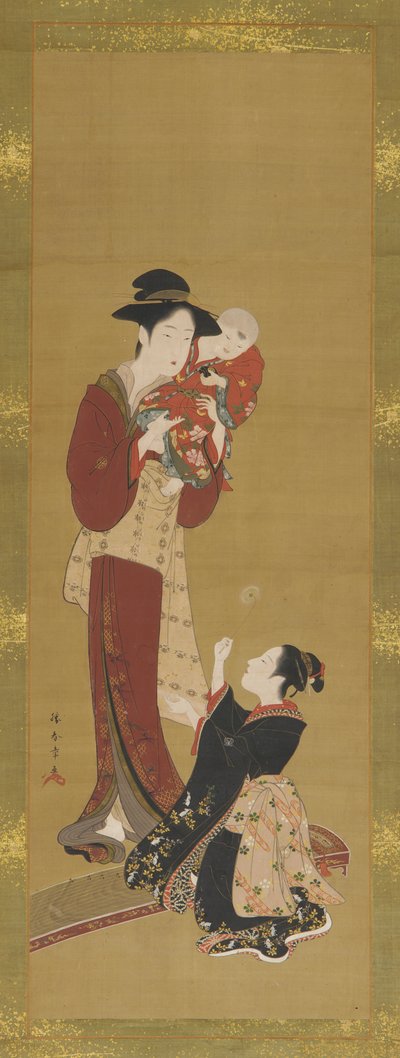 Kvinne, en baby og en ung jente, 1726-1868. av Shunsho