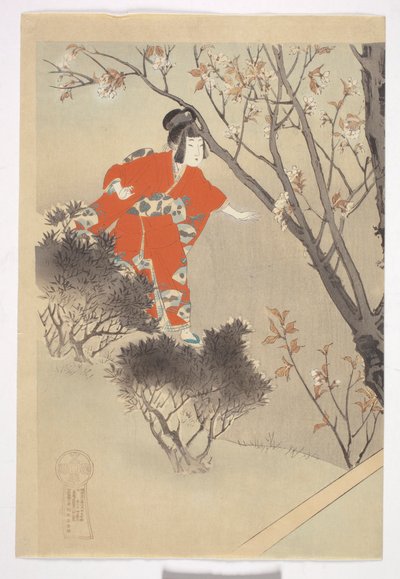 Three Blooming Cherry Trees, fra serien "Beauties of the 12 Months" av Shuntei Miyagawa