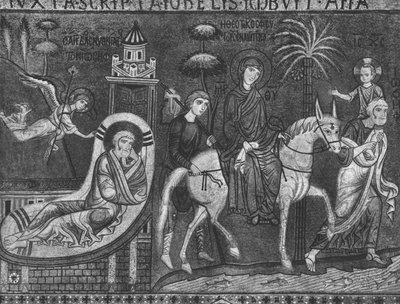 Drøm om Josef og flukt til Egypt (mosaikk) av Sicilian School