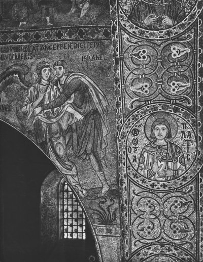 Jakob bryter med engelen (mosaikk) av Sicilian School