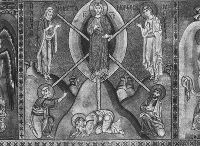 Jesus Kristus ved Tabor-fjellet (mosaikk) av Sicilian School