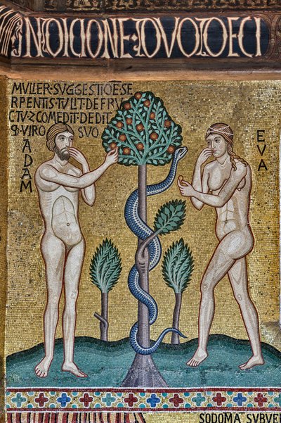 Palatinerkapellet (basilikaen), syklus av mosaikk i Det gamle testamente, syklus av skapelsen: "The Original Sin", XII århundre av Sicilian School