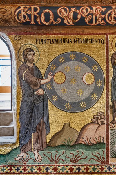 Palatinerkapellet (basilikaen), syklus av mosaikk på Det gamle testamente, syklus av skapelsen: "The Creation of Stars", XII århundre av Sicilian School