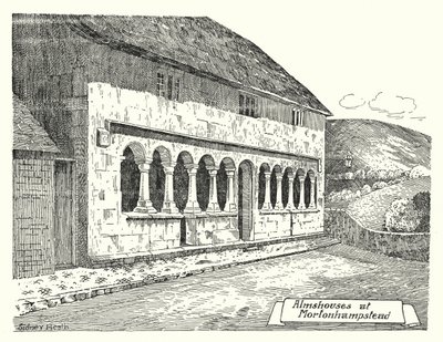 Almshus ved Mortonhampstead (gravering) av Sidney Heath