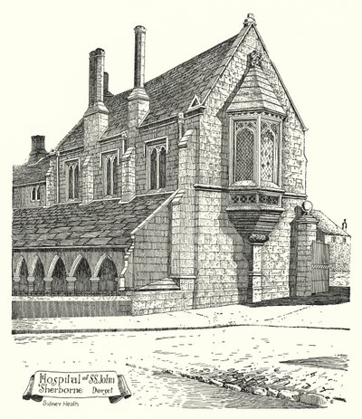 Hospital of St John, Sherborne, Dorset (gravering) av Sidney Heath