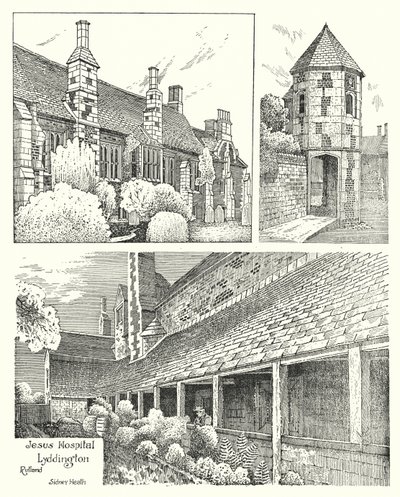 Jesus Hospital, Lyddington, Rutland (gravering) av Sidney Heath