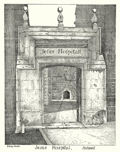 Jesus Hospital, Rothwell (gravering) av Sidney Heath