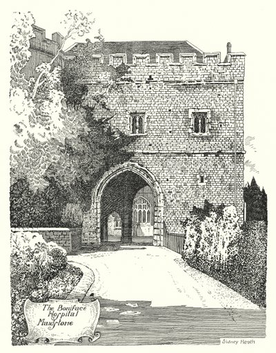 Boniface Hospital, Maidstone (gravering) av Sidney Heath