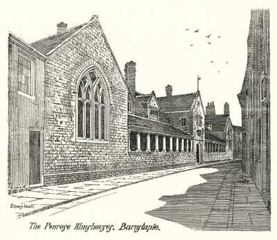 The Penrose Almshouses, Barnstaple (gravering) av Sidney Heath